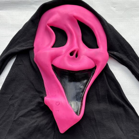 Scream Ghostface Pink Fluorescent Fun World Div Scary Rare Mask Cloth vintage - Picture 2 of 11